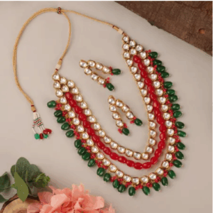 Red And Green Long Necklace Set